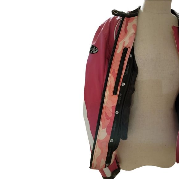 JOE ROCKET "ROCKET GIRL" Trixie Princess Cut Pink & Camo Motorcycle Jacket - Picture 3 of 16